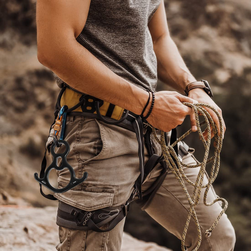 NewDoar 50KN 11000 LBF Rescue Figure,8 Descender Large Bent-Ear Belaying and Rappelling Gear Belay Device for Rock Climbing, Aerial Dance,Ziplining and Peak Rescue 7075 Aluminum Alloy black - BeesActive Australia