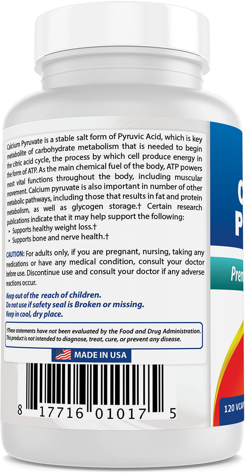 Best Naturals Calcium Pyruvate Fat-Burning Formula for Thighs, 750 mg 120 Capsules - Calcium pyruvate for Weight Loss - BeesActive Australia