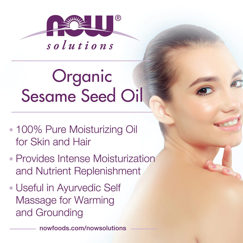 NOW Solutions, Organic Sesame Seed Oil, 100% Pure Moisturizing Oil for Skin and Hair, with Vitamins, Minerals and Phytonutrients, 8-Ounce - BeesActive Australia