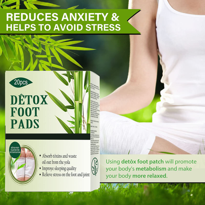 Detox Foot Patches, 20 PCS Deep Cleansing Foot Pads Body Toxin Removal Stickers for Stress Relief, Feet Care, Metabolism Promotion nature - BeesActive Australia
