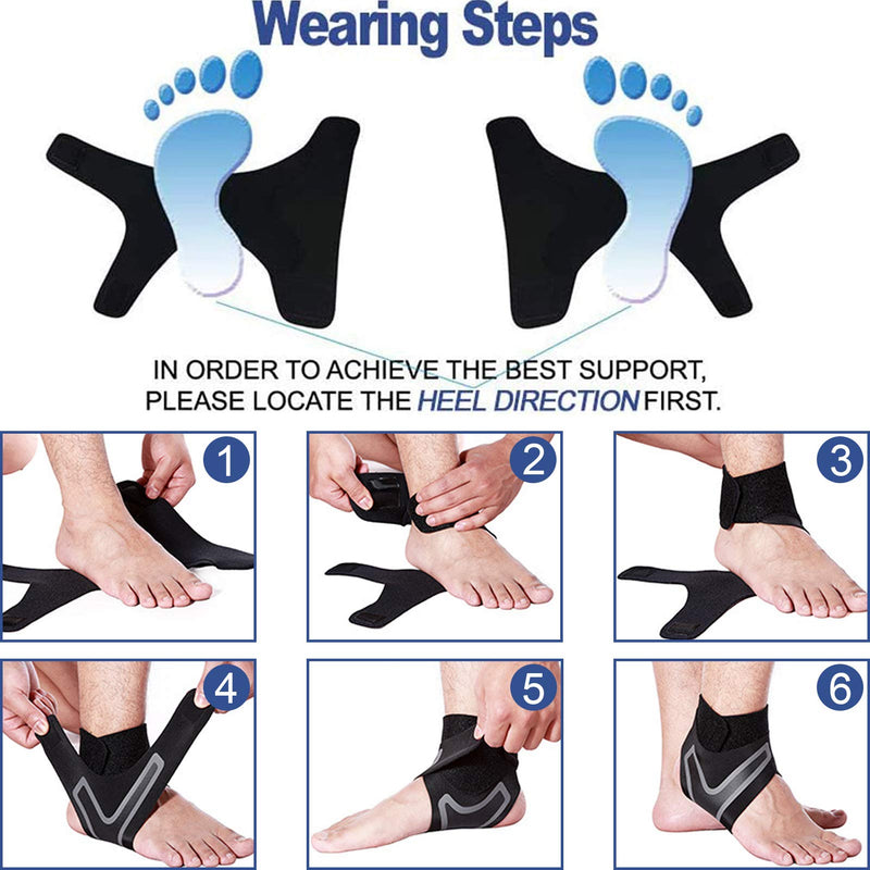 Beister 1 Pair Ankle Support Breathable Neoprene Compression Ankle Brace for Men and Women, Elastic Sprain Foot Warp for Sports Protect, Arthritis, Plantar Fasciitis, Achilles tendonitis, Recovery Black-2 L (Pack of 2) - BeesActive Australia