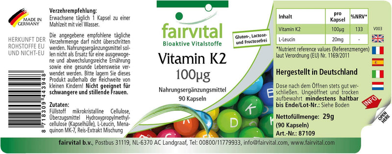 Vitamin K2 100mcg - Bulk Pack for 3 Months - Vegan - 90 Capsules - menaquinone from natto - BeesActive Australia