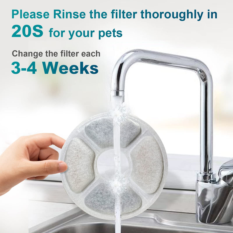 PewinGo Cat Water Fountain Replacement Filters, 6 Packs Pet Fountain Filters Triple Action with Resin and Activated Carbon Compatible for Catit Cat Water Fountain 3L 6 PACK-12.5CM/5 In - BeesActive Australia