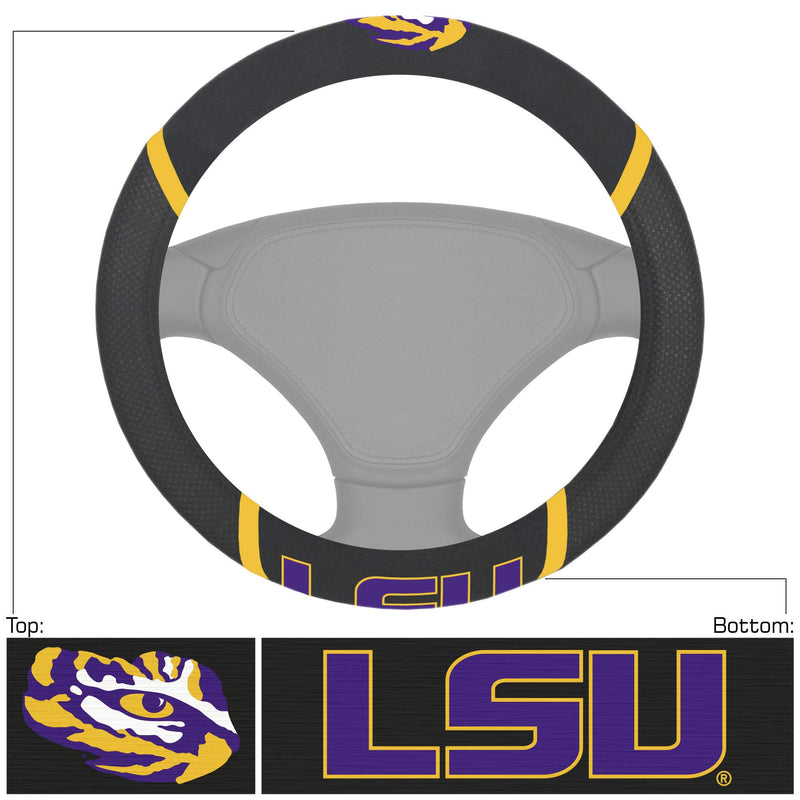 FANMATS 14798 NCAA Louisiana State University Tigers Polyester Steering Wheel Cover,15"x15" - BeesActive Australia