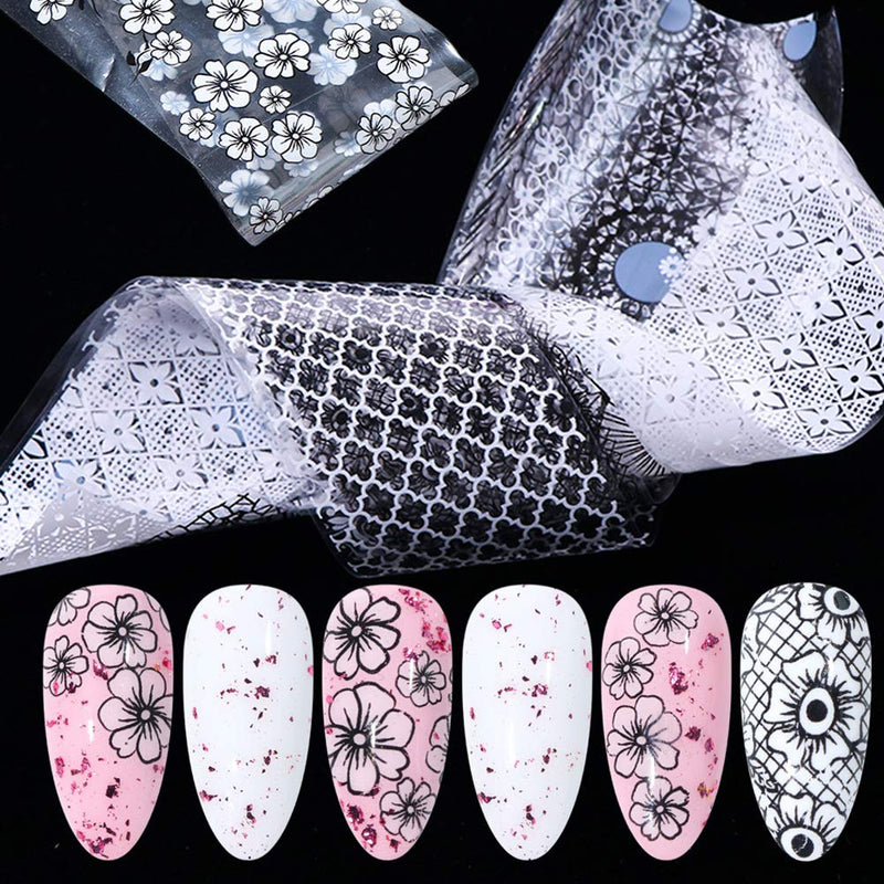 Butterfly Nail Foil Transfer Stickers Nail Decals Butterfly Flower lace Newspaper Nail Art Supplies Manicure Tips Wraps Foil Transfer Glitters Acrylic Designs DIY Nail Decoration Set 50 Sheets - BeesActive Australia