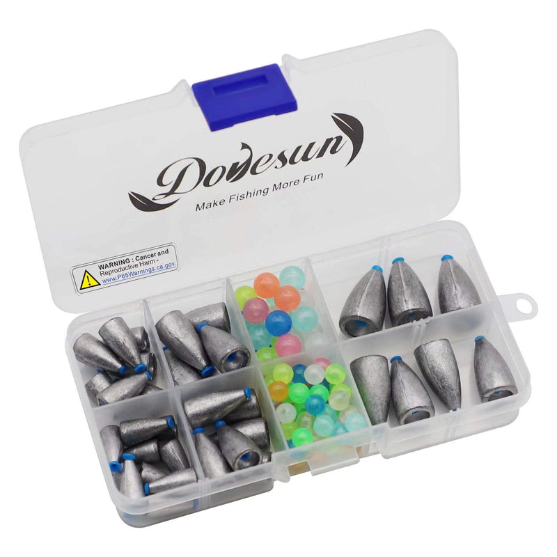 Dovesun Fishing Weights Fishing Sinkers Bullet Weights Tackle Box for Fishing with Rubber Core 110PCS - BeesActive Australia