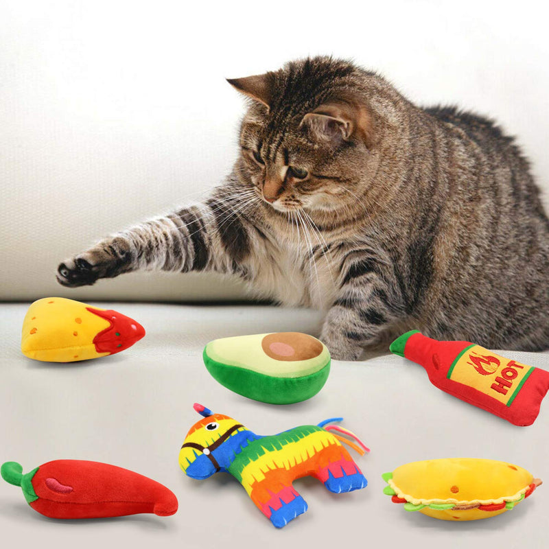 6 Pack Avocato Taco Chili Nacho Catnip Toys Dental Health Cat Toys Interactive Cat Toys for Indoor Cats Kitten Toy Cat Chew Toy Catnip Toys for Cats Gift for Cat Lovers Indoor Boredom Relief Supplies - BeesActive Australia