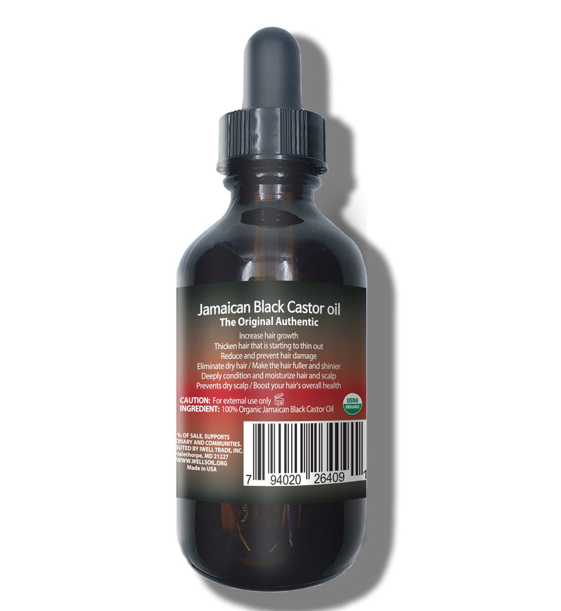 Well's Black Castor Oil [Extra Dark] 100% Pure, Cold Pressed, No Salt, Perfect for Hair, Eyelashes Growth, Treatment for Dry and Cracked Skin, Massage Oil, Skin Oil 2oz / 4oz / 8oz (2oz) 2 Ounce - BeesActive Australia
