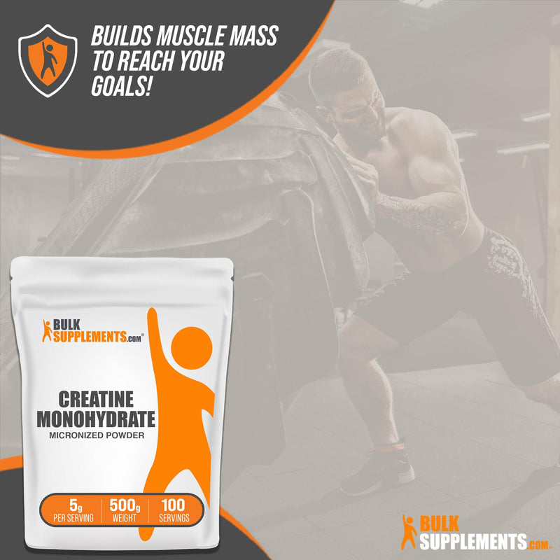 BULKSUPPLEMENTS.COM Creatine Monohydrate Powder - Creatine Pre Workout, Creatine for Building Muscle - 5g (5000mg) of Micronized Creatine Powder per Serving, Creatine Monohydrate 500g (1.1 lbs) 1.1 Pound (Pack of 1) - BeesActive Australia