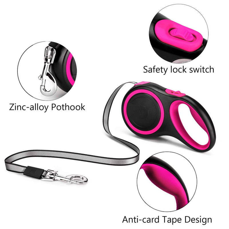 Segarty Retractable Dog Leash 26 Ft, Dog Retractable Leash for Small Medium Larger Dogs Up to 110 Lbs, One Button Break & Lock, 360 Tangle-Free, Heavy Duty Long Dog Lead for Training Running Walking Pink - BeesActive Australia