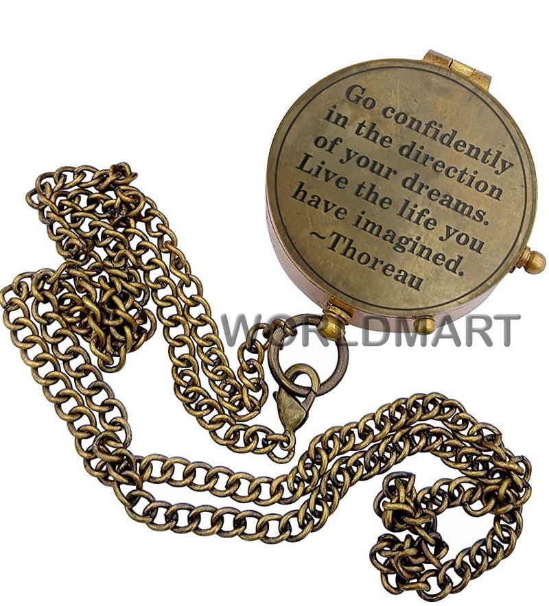 WORLDMART Thoreau's Go Confidently Quote Customized Compass with Leather case, Camping Compass, Boating Compass, Gift Compass, Graduation Day Gifts Confidently-1 - BeesActive Australia