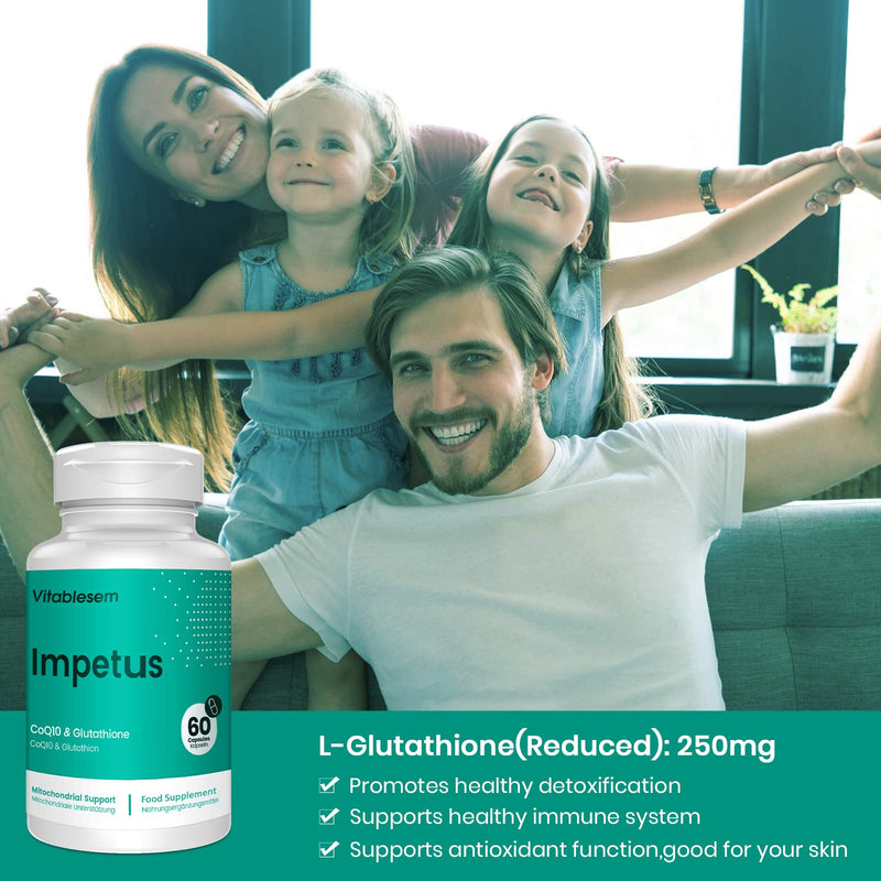 CoQ10 Complex 520mg - 60 Vegan Capsules of High Absorption Co Enzyme Q10 - with Pure Reduced Glutathione - 100% Fermented Ubiquinone - Enhanced Stability CoEnzyme Q10 Supplement 60 Count (Pack of 1) - BeesActive Australia