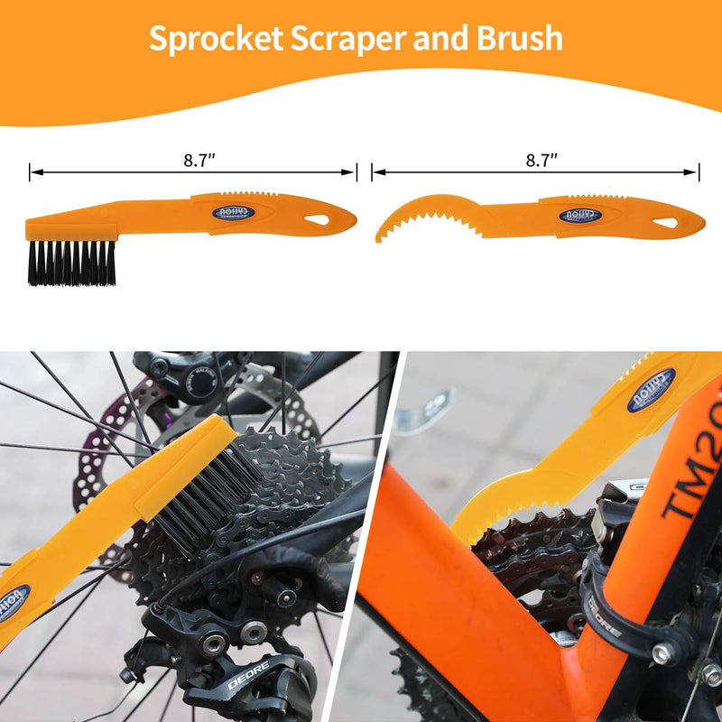 Anndason 8 Pieces Precision Bicycle Cleaning Brush Tool Including Bike Chain Scrubber, Suitable for Mountain, Road, City, Hybrid,BMX Bike and Folding Bike - BeesActive Australia