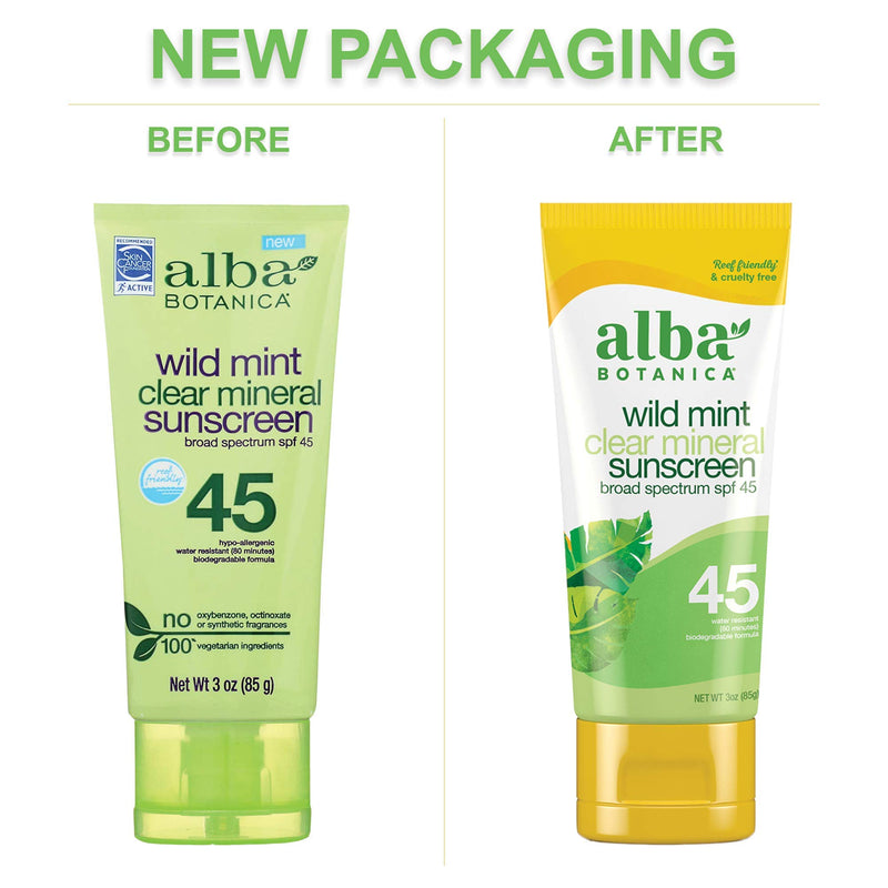 Alba Botanica Sheer Shield Sunscreen Lotion SPF 45 Sweet Pea Oz, 3 Ounce (Package May Vary) SPF 45 - Wild Mint - BeesActive Australia