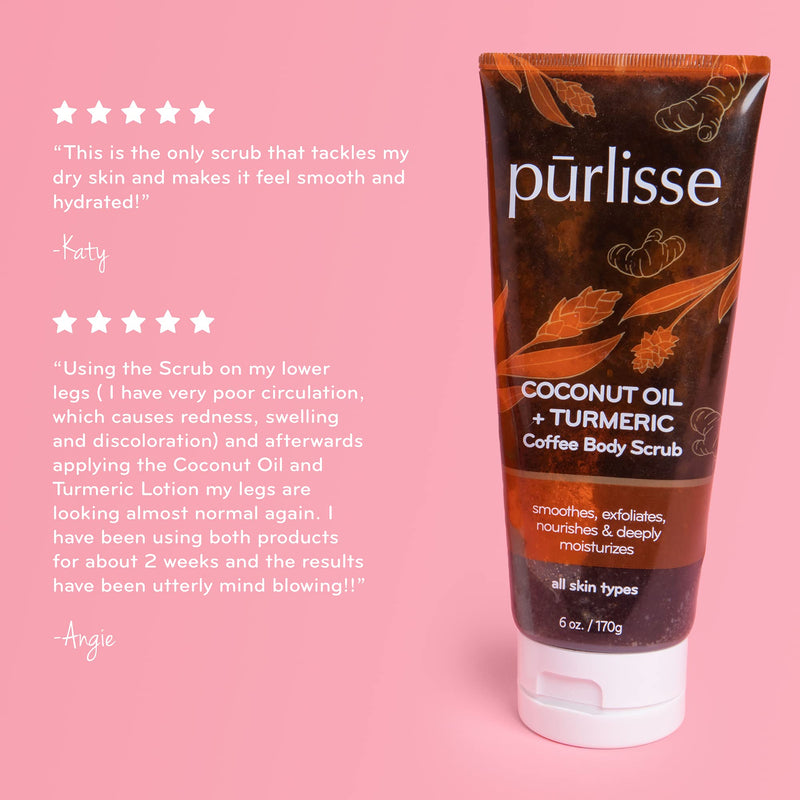 purlisse Coconut Oil Coffee + Turmeric Coffee Body Scrub: Cruelty-free & clean, Paraben & Sulfate-free, Gentle exfoliant, Anti-inflammatory |6oz - BeesActive Australia