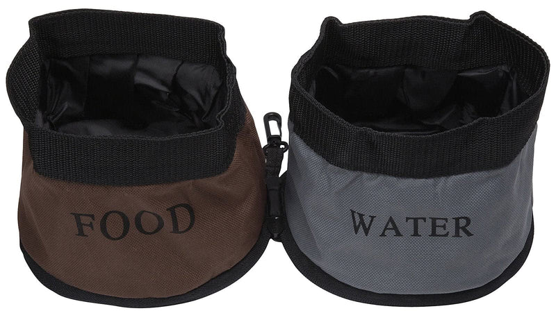 PET LIFE 'Dual Folding' Waterproof Food and Water Collapsible Folding Travel Pet Cat Dog Bowl Feeder Waterer Fountain Camouflage One Size - BeesActive Australia