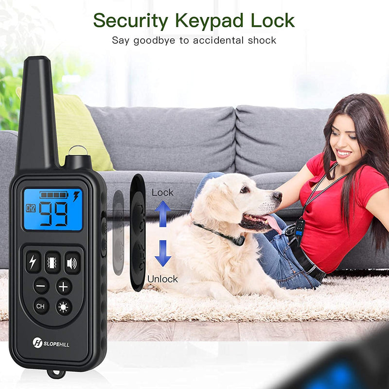 Dog Training Collars with Remote, Electronic Dog Shock Collars with Beep, Vibration, Shock, Light and Keypad Lock Mode, Waterproof Electric Dog Collar Set for Small Medium Large Dogs - BeesActive Australia