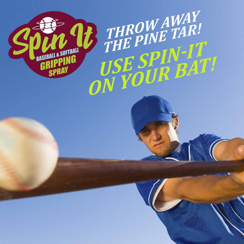 Spin iT Baseball Grip Spray - Bat Grip Tape & Baseball Batting Gloves Supplement - Pine Tar Baseball & Rosin Bags Baseball Replacement - Use with Baseball Net for Hitting and Pitching 2 oz - BeesActive Australia