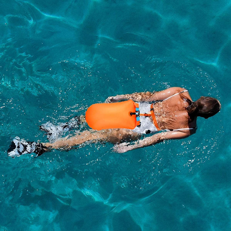 2 Pack 20L Waterproof Dry Bags Swim Bouy Float Swimming Marine Safety Inflatable Bubble Bag Visible with Storage Space & Adjustable Waist Belt,Lightweight for Swimmer,Training,Kayaking,Snorkeling - BeesActive Australia