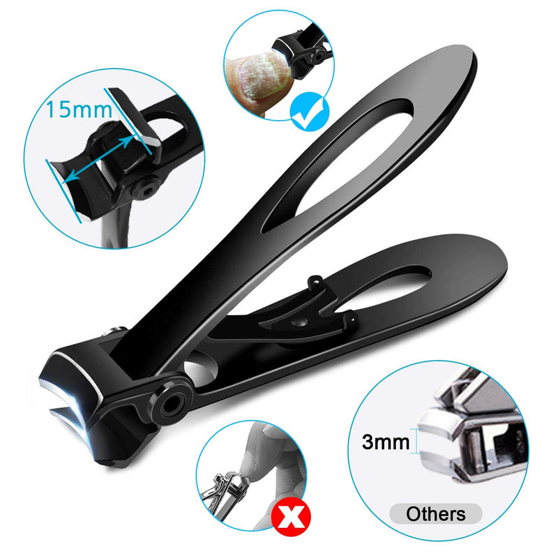 Upgrade Nail Clippers, Toenail Clippers for Thick & Ingrown Nails Kits Stainless Steel Nail Clipper Big Toe Nail Clippers Tool with Rubber Handle for Family/Podiatrist/Professional/Ingrown/Seniors Black(4PCS) - BeesActive Australia