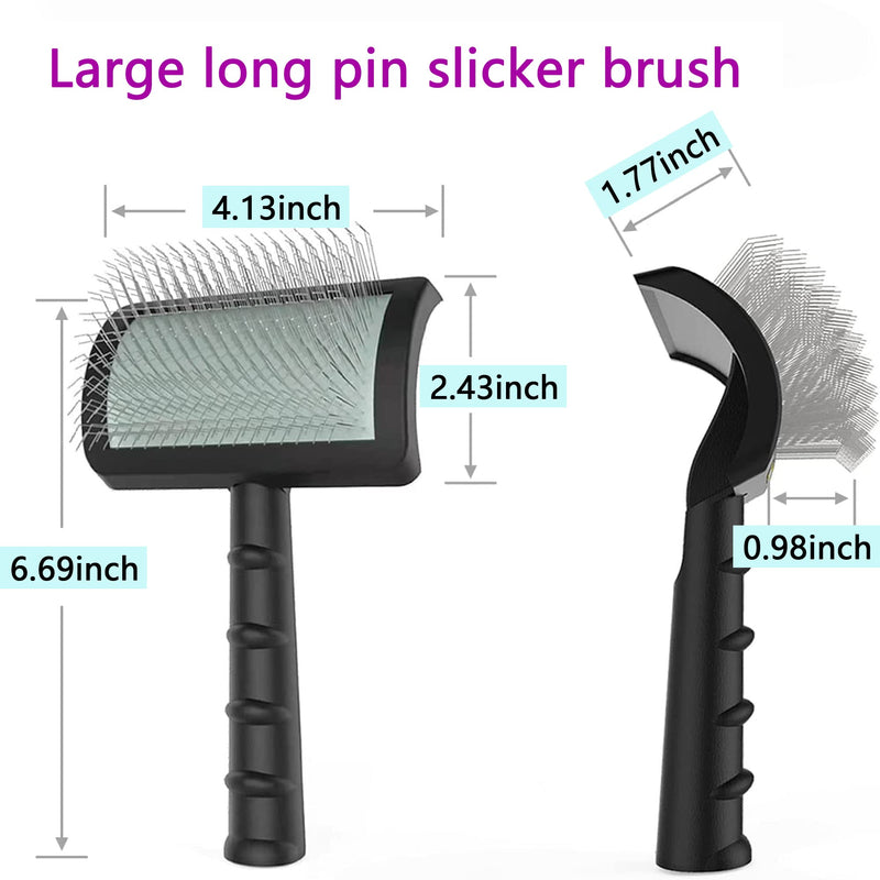 TinyPoint Large Slicker Brush for Dogs,Cats,Extra Long Pin Shedding Brush for Long Haired Dog,Cat, Pet Grooming Wire Brush for Thick Undercoat Curly Hair,25mm(1"),Black Black - BeesActive Australia