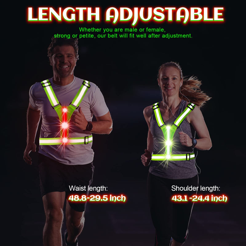 Tibeha LED Reflective Running Vest - USB Rechargeable Light Up Running Vest - Adjustable & Lightweight Night Running Gear for Runners - BeesActive Australia