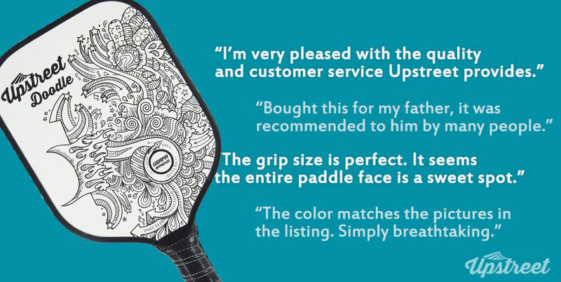 Upstreet Graphite Pickleball Paddle Set | Gold Blue Silver Glitter Cheetah Snakeskin Tiger | Pickleball Rackets Include Padded Cover, Lightweight Honeycomb Composite Pickleball Paddles for Women & Men Doodle White - BeesActive Australia