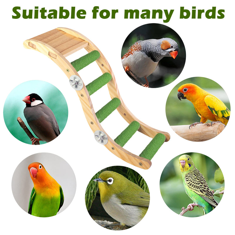 Bird Wooden Ladder Toy, Wood Parrot Bird Perch Climbing Bridge, Easy Assembly Parakeet Toys Bird Cage Accessories for Parakeets, Parrots, Finches - BeesActive Australia