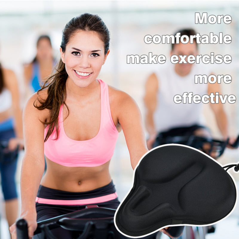 DAWAY Comfortable Exercise Bike Seat Cover - C6 Large Wide Foam & Gel Padded Bicycle Saddle Cushion for Women Men Everyone, Fits Spin, Stationary, Cruiser Bikes, Indoor Cycling, Soft Black, C6 - BeesActive Australia