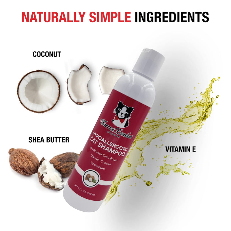 Warren London Hypoallergenic Cat Shampoo and Conditioner | Cat Bath with Shea Butter to Moisturize Dry Skin | Cat Dandruff Shampoo and Cat Dander Allergy Remover | Made in USA - BeesActive Australia