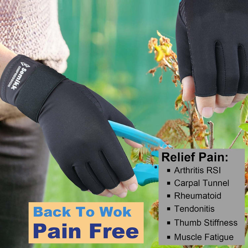 2 Pairs Arthritis Gloves for Women Men, Relieve Hand Pain, Copper Gloves for Carpal Tunnel, Crochet, Open/Full Finger Compression Gloves with Touchscreen Tips & Wrist Strap (Small/Medium) Black- Open Finger(1 Pair)+full Finger(1 Pair) Small-Medium - BeesActive Australia