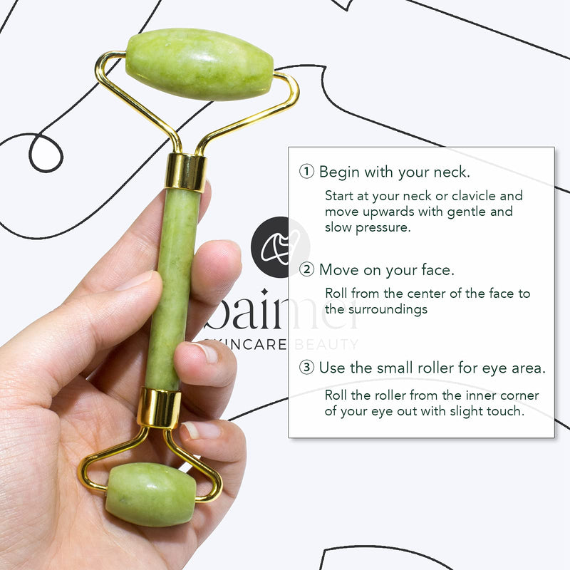BAIMEI Jade Roller and Gua Sha Tool, Facial and Neck Massager, Gua Sha Soothes, Calms and Relaxes The Skin, Eliminates Eye Puffiness - BeesActive Australia