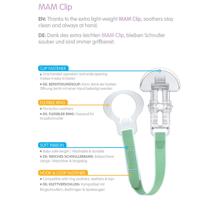 MAM Soother Clips, Pack of 2, Baby Soother Chain Fits All MAM Soothers, Newborn Essentials (Soothers Not Included) - BeesActive Australia