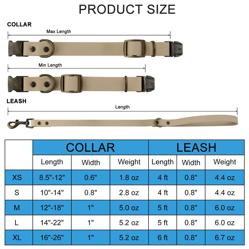 Wisedog Dog Collar and Leash Set Combo: Adjustable Pet Collars with Dog Leashes for Small Medium Large Dogs,Includes 1 Bonus of Poop Bag Holder M(Collar:12"-18";Leash:5 ft) Sand Color - BeesActive Australia
