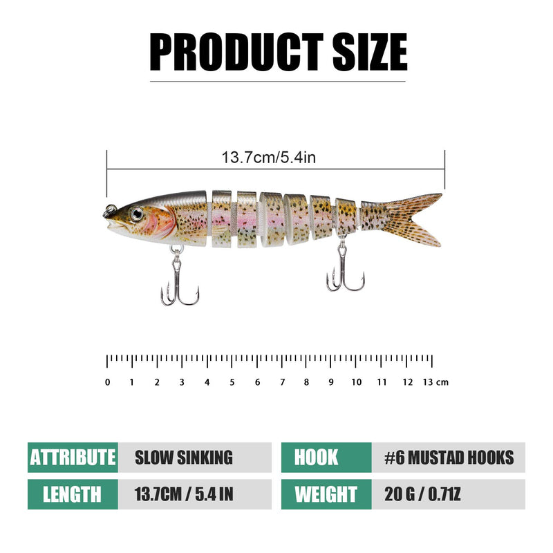 TRUSCEND Fishing Lures for Bass Trout Multi Jointed Swimbaits Slow Sinking Bionic Swimming Lures Bass Freshwater Saltwater Bass Fishing Lures Kit Lifelike Fishing Gifts for Men Combination A - BeesActive Australia