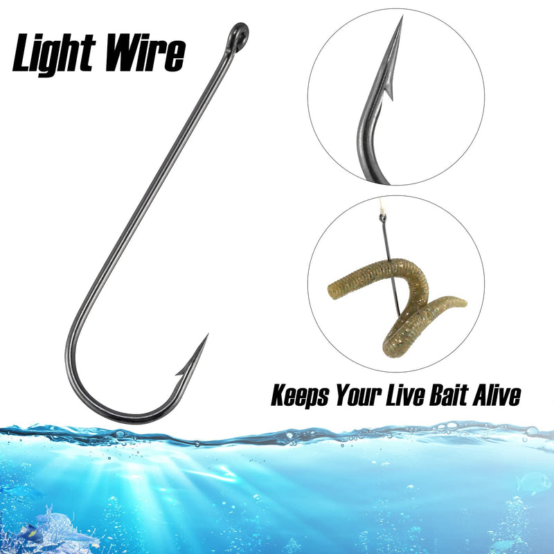 Dr.Fish 100 Pack Aberdeen Hooks Offset Hooks Long Shank Hooks Light Wire Fishing Hooks High Carbon Steel Freshwater Fishing Tackle for Trout Bass Catfish #10-100 Pack - BeesActive Australia