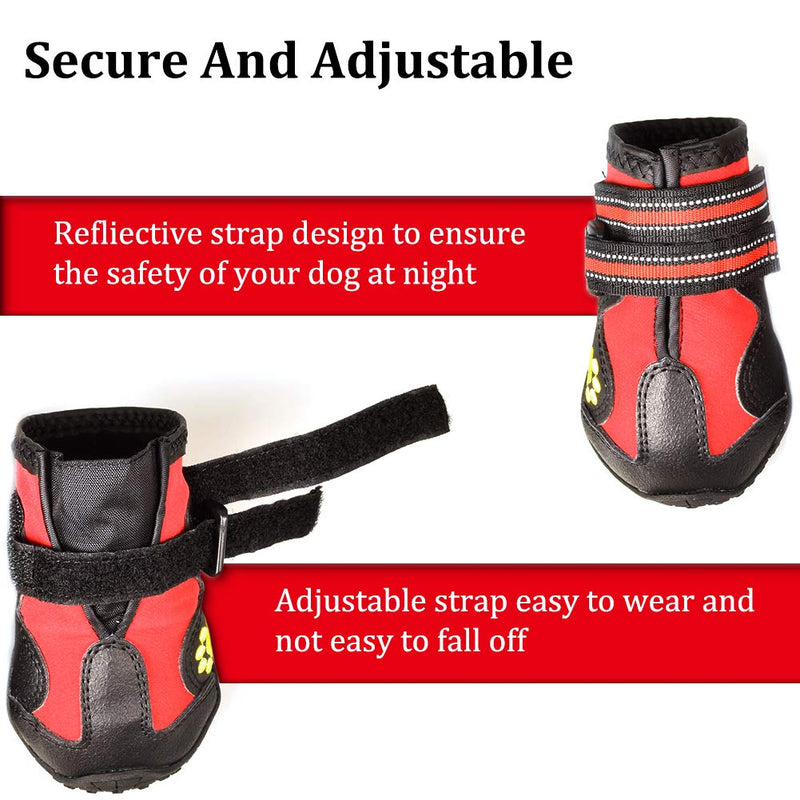 CovertSafe& Dog Boots for Dogs Non-Slip, Waterproof Dog Booties for Outdoor, Dog Shoes for Medium to Large Dogs 4Pcs Size 1: （2.3''x1.6'')(L*W) for 10-23 lbs Red - BeesActive Australia