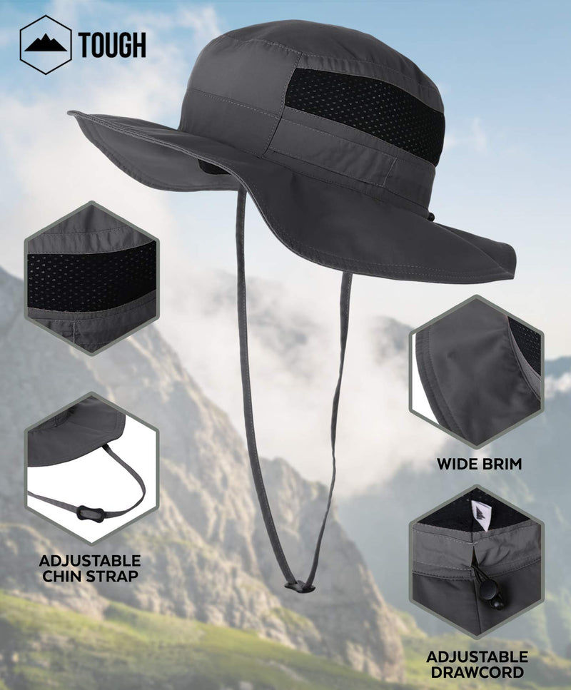 [AUSTRALIA] - Fishing & Hiking Boonie Sun Hat - UV Protection Safari & Camping Bucket Hats for Men & Women for Outdoor Gardening - UPF 50+ Dark Gray 