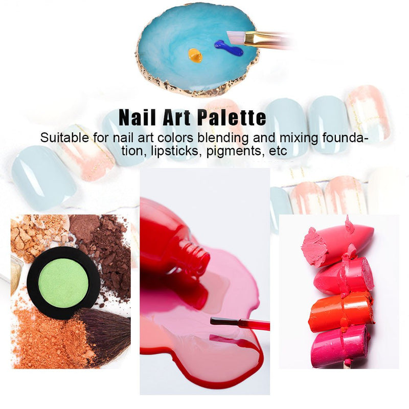 Nail Art Plate, Natural Resin Stone Gel Polish Holder Drawing Color Palette Nail Art Display Cosmetic Mixing Set (Blue) Blue - BeesActive Australia