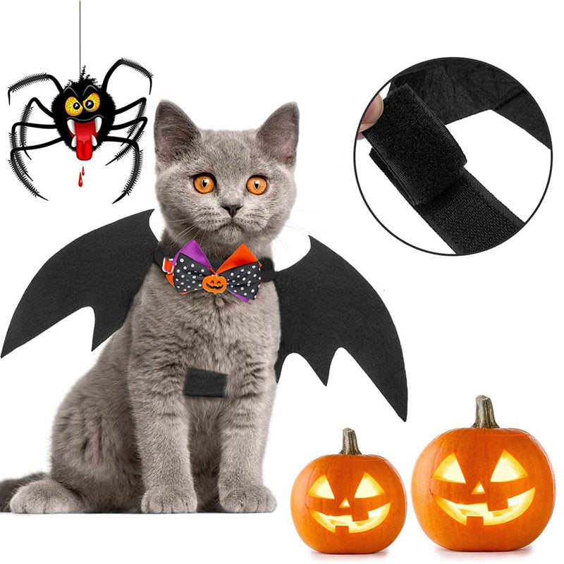 Alycwint Cat Halloween Costumes Bat Wings 2 Sets, Pet Costume Accessories with Adjustable Collar and Velcro Cat Collar Decoration,for Puppy Dog and Cat Halloween Party Dress Up Outfit - BeesActive Australia