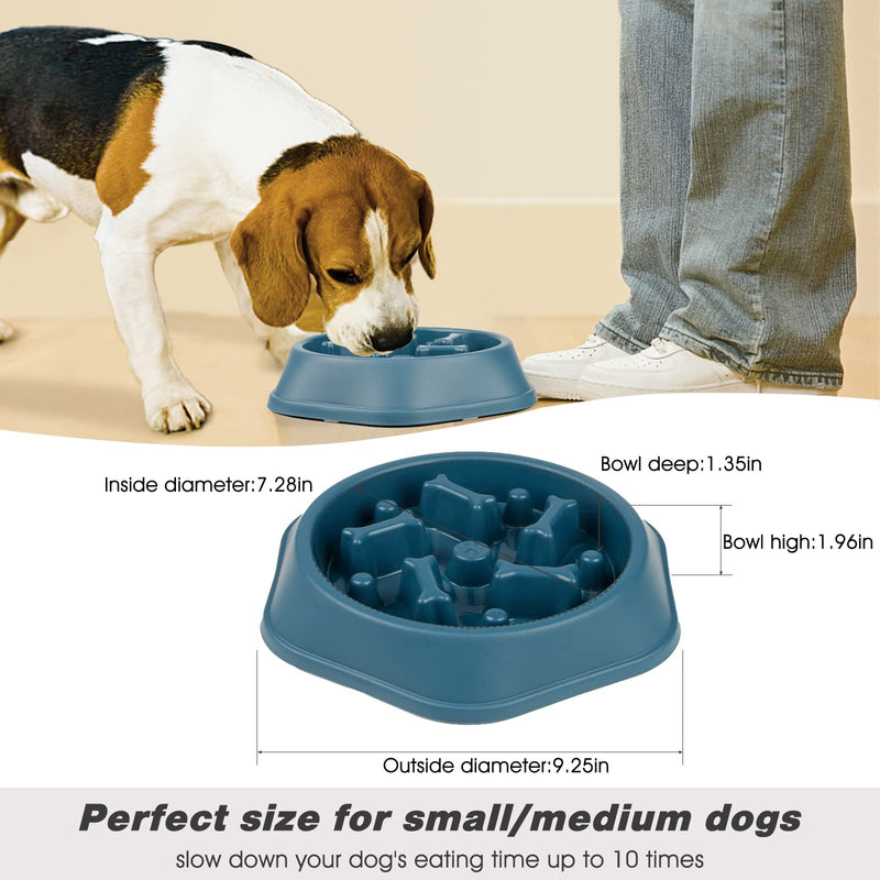 DPOEGTS Slow Feeder Dog Bowl, Puzzle Dog Food Bowl Anti-Gulping Interactive Dog Bowl and Water Dog Bowl for Small/Medium Sized Dogs Bone-Blue-(Not Travel Bowl) - BeesActive Australia