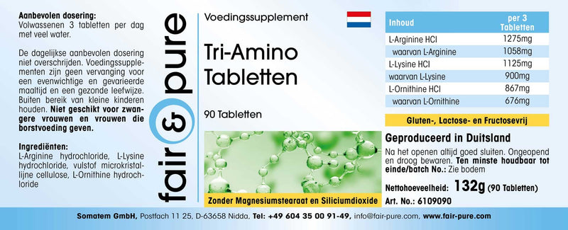 Fair & Pure® - Amino Acid Tablets - arginine, ornithine and lysine - Vegan - 90 Tablets - BeesActive Australia