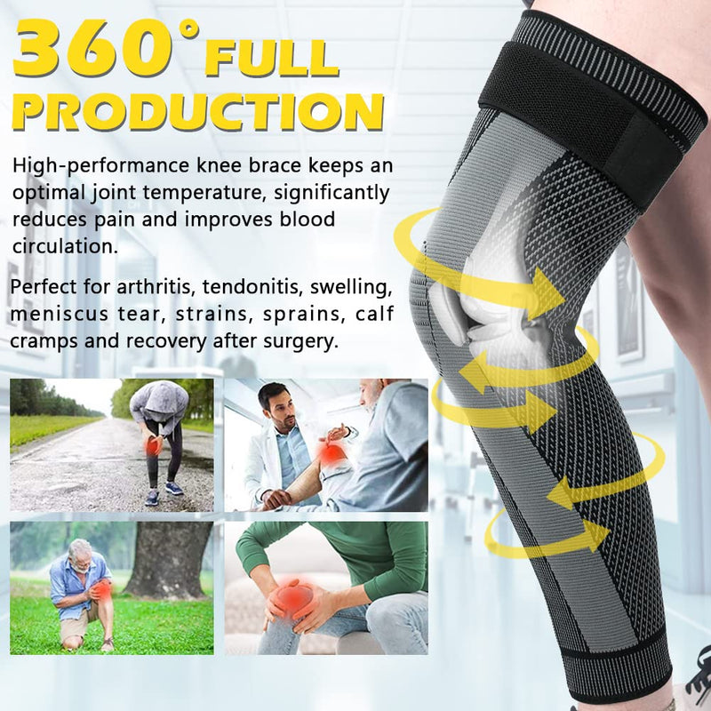 beister Compression Full Leg Sleeves, Knee Sleeves with Elastic Straps for Men & Women, Leg Support, Long Knee Braces for Knee Pain, Arthritis, Joint Pain, Leg Pain, Varicose Veins, Edema (Pair) Black XX-Large - BeesActive Australia