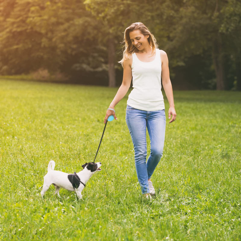 Retractable Dog Leash for Small and Medium Dogs Cats up to 22lbs with 9.8ft Anti-Pull Strong Nylon Tape, Hands Free, Mini Portable and Lightweight Walking Leash with Wrist Strap, One-Hand Brake, Tangle Free Blue - BeesActive Australia