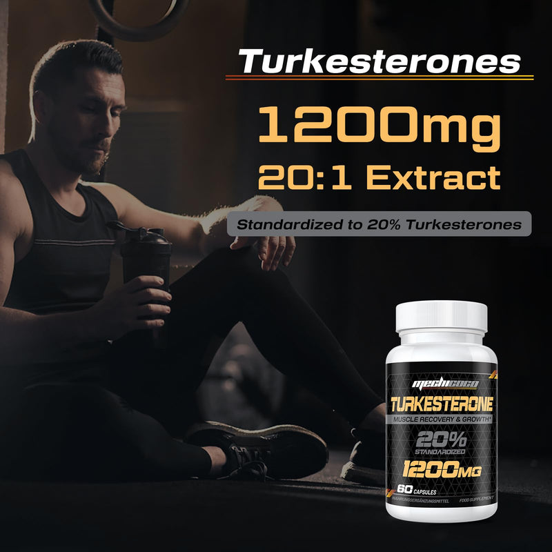 Turkesterone Supplement 1200mg Ajuga Turkestanica Extract - High Strength, Standardized to 20% Turkesterone, Muscle Growth & Strength - Vegan, Free from Soy, Additives 60 count (Pack of 1) - BeesActive Australia