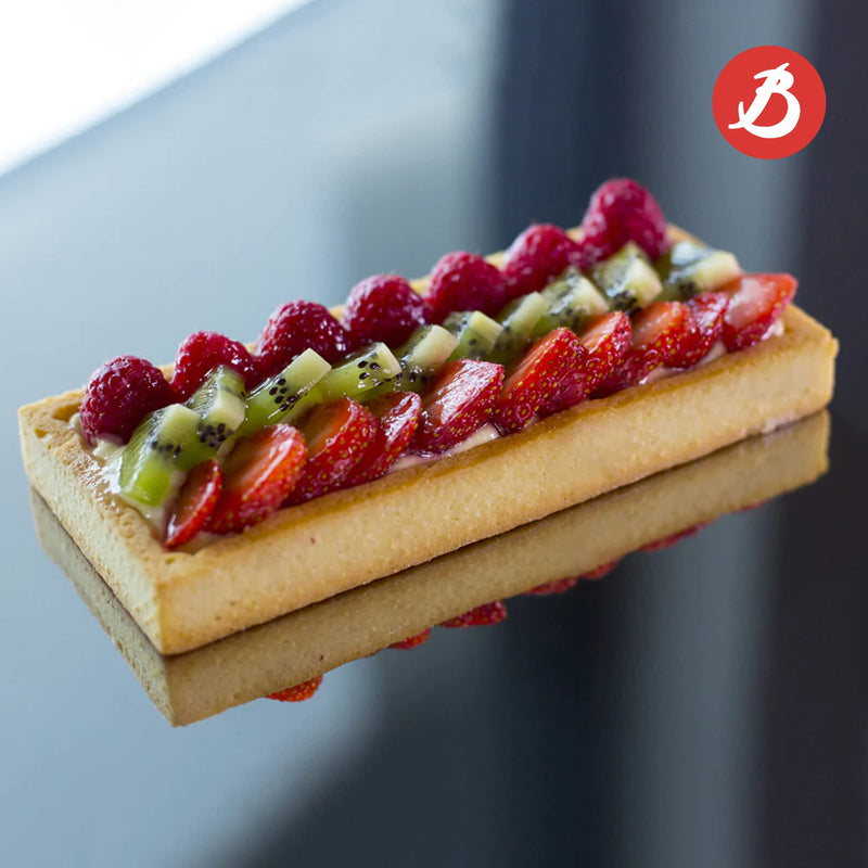 de Buyer Perforated Rectangular Tart Ring - 11” x 4.3” x 0.8” - Perfect for Baking Beautifully Crisp Tarts - Easy to Use & Clean - Made in France 11" x 4.3" Silver - BeesActive Australia