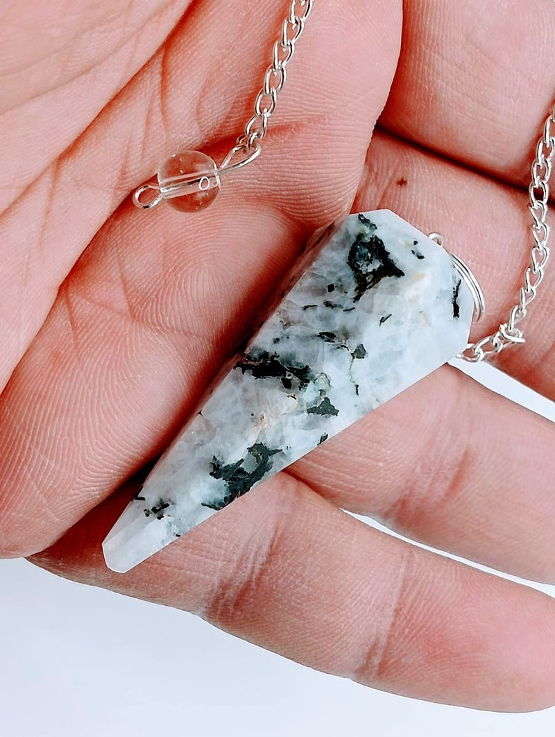 Dowsing Pendulum Healing Crystals Orgonite Crystal Point Scrying Dowser 100% Genuine Gemstone Crystal Pendulum Handcrafted Healing Crystal Gifts,Witchcraft Supplies (White Rainbow Moonstone) White Rainbow Moonstone - BeesActive Australia