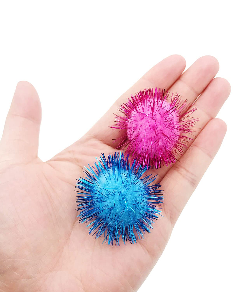 60 Pcs Sparkle Balls, 1.8 Inch Tinsel Glitter Pom Pom Balls Cat's Favorite Toys, Random Color - BeesActive Australia