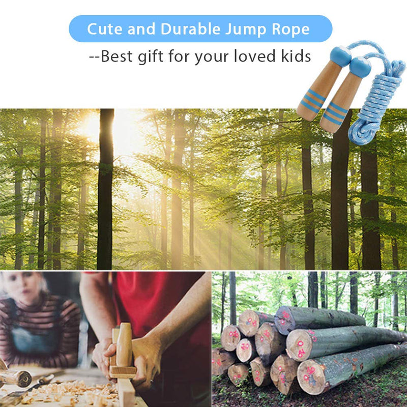 ACEONE Jump Rope Kids, 7ft Adjustable Cotton Skipping Rope with Wooden Handle for Boys and Girls Fitness Outdoor Exercise Blue - BeesActive Australia