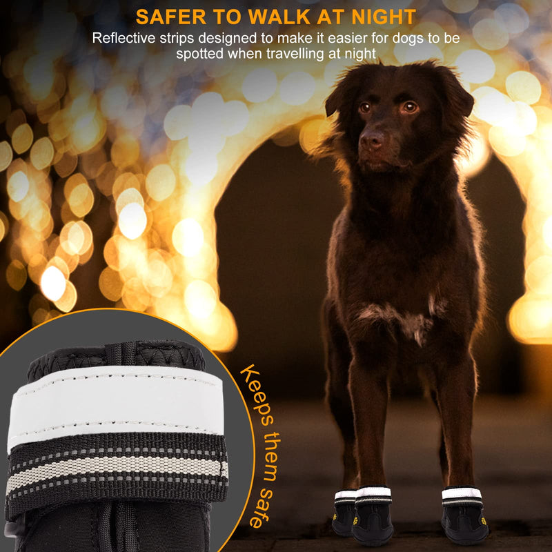 Tasperfed Dog Boots Reflective Breathable Adjustable Waterproof Puppy Hiking Waterproof Boots Pavement Hardwood Floor Non-Slip Outdoor Dog Shoes for Small and Medium Puppy 4PCS/Set size 6 - BeesActive Australia